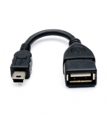 Кабель USB 2.0 AF - Mini-B OTG, 0,1m, черный