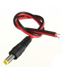Разъем питания DC-M (D 5,5x2,1мм) - кабель длиной 30см black -red, Yellow plug OEM Q100