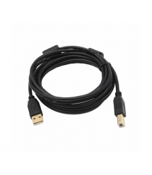 Кабель USB 2.0 AM - BM, 1.0m, 1 феррит, черный, Пакет Q250