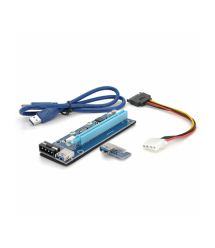 Riser PCI-EX, x1-x16, 4-pin MOLEX, SATA-4Pin, USB 3.0 AM-AM 0,6 м (синий) , конденсаторы CS 220 16V, Пакет