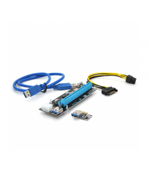 Riser PCI-EX, x1-x16, 6-pin, SATA-6Pin, USB 3.0 AM-AM 0,6 м (черный) , конденсаторы CS 220 16V, Пакет