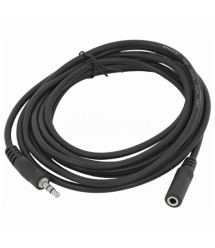 Удлинитель Audio DC3.5 папа-мама 0.5м, ССА Stereo Jack, (круглый) Black cable, Пакет